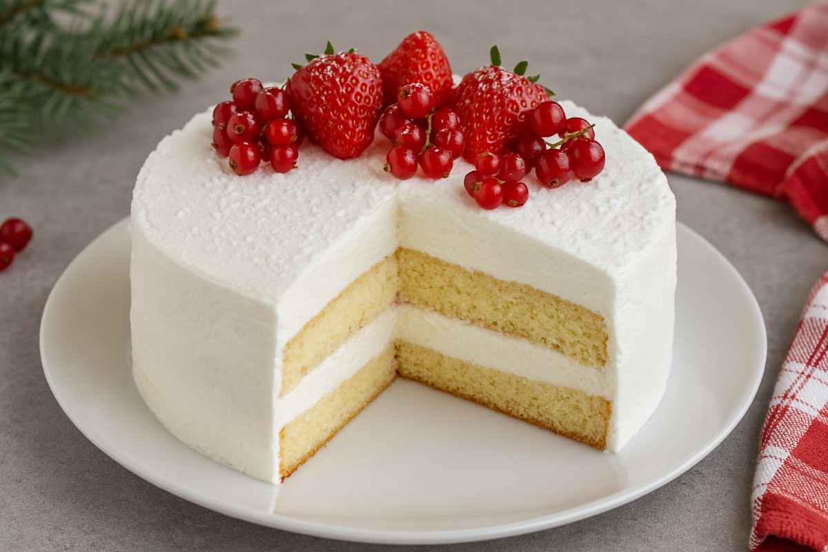 torta bianca con frutti di bosco